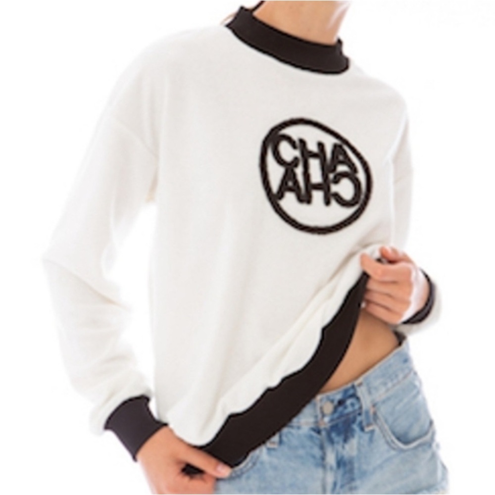 ellandemm Terry Cloth Cha Cha Sweatshirt White Womens